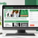 Desktop monitor displaying a branded presentation mockup of the Endodontic Practice US website