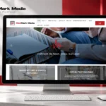 MedMark Media website displayed on a desktop monitor with red and black branding